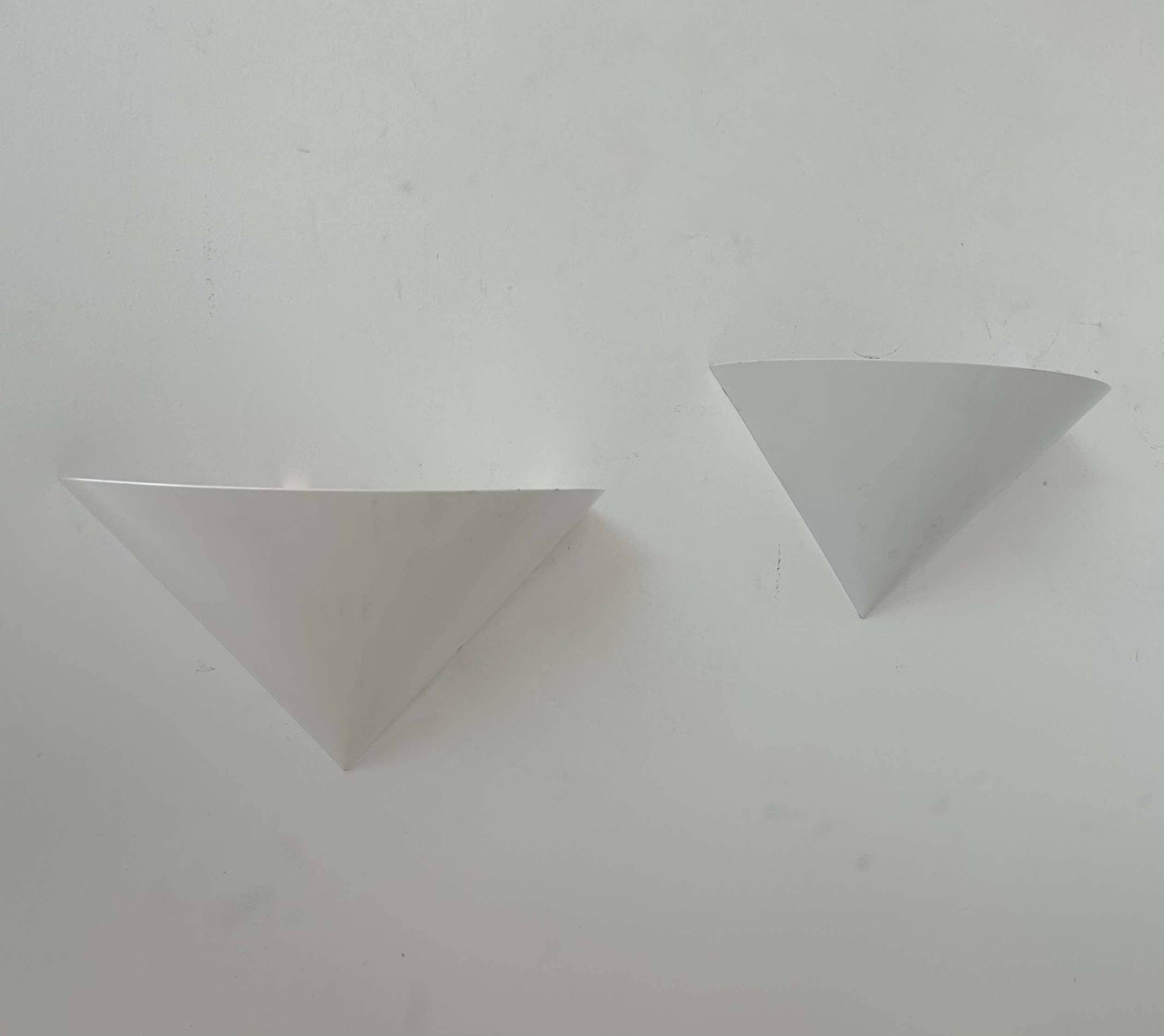 Pair of vintage wall lights, white metal, France 1970