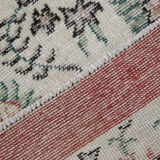 Coral red farmhouse floral rug 206x112cm