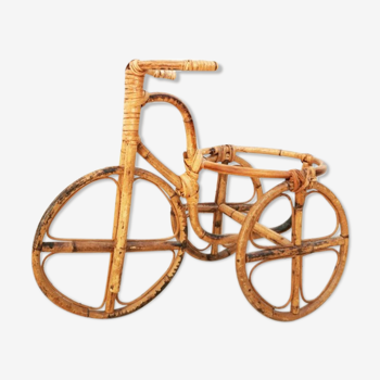 Decorative rattan bike plant holder