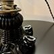 Black moulded glass lamp