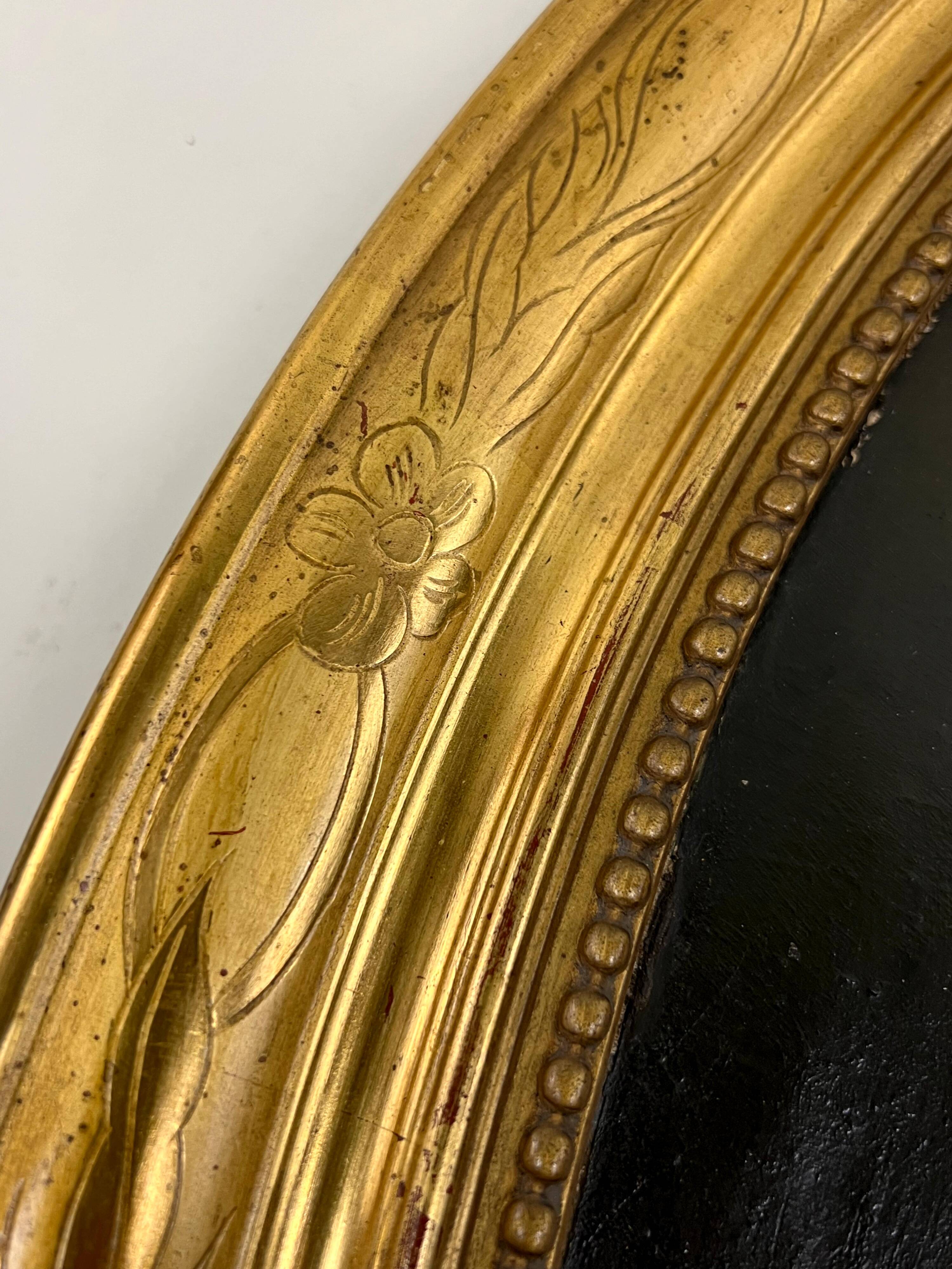 Old hst painting portrait of a man medallion golden frame louis xv style