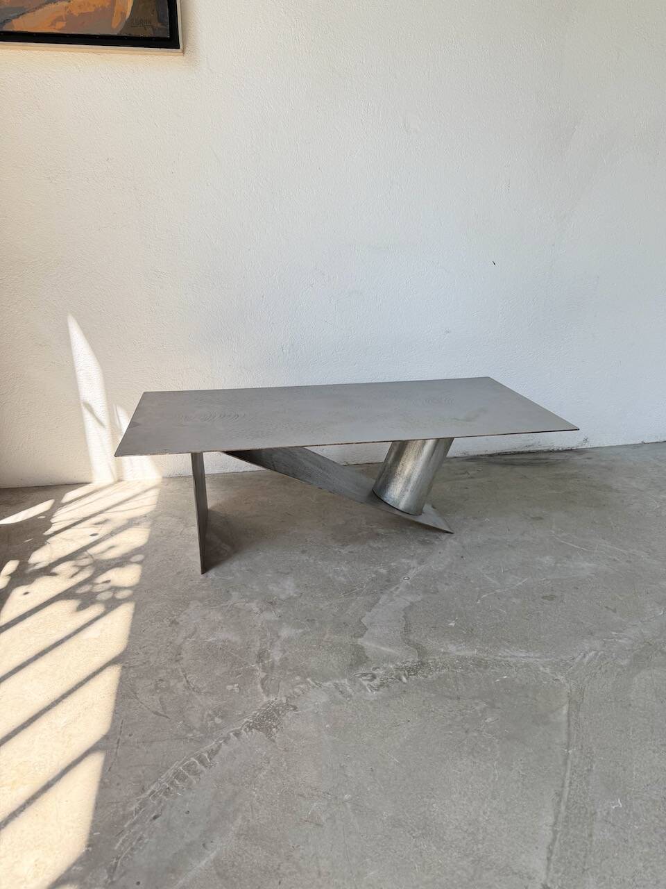 Handcrafted metal coffee table from the 1970s