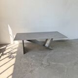 Handcrafted metal coffee table from the 1970s
