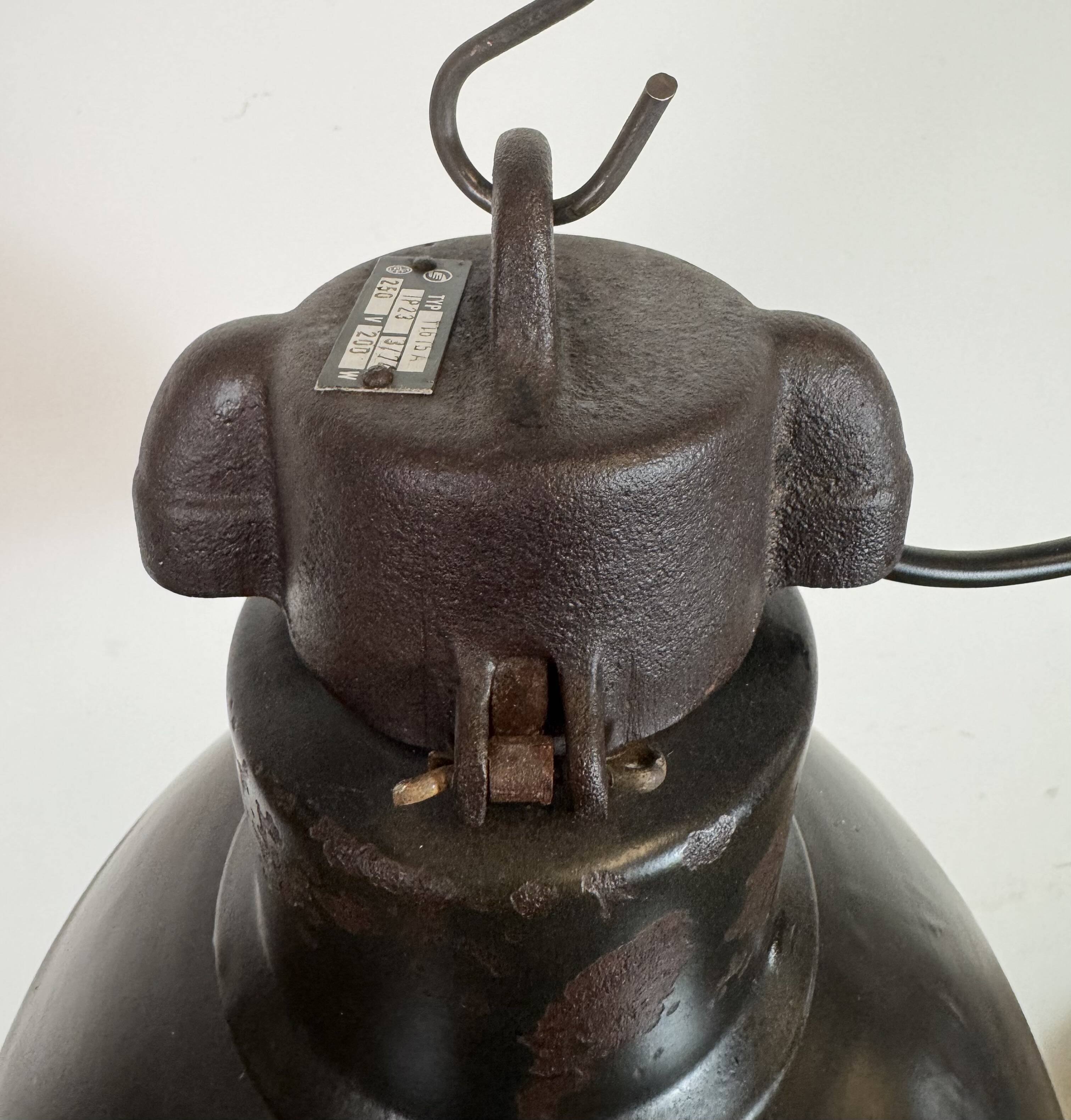 Industrial Bauhaus Black Enamel Pendant Light, 1930s