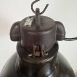 Suspension industrielle Bauhaus en tôle émaillée noire, années 1930