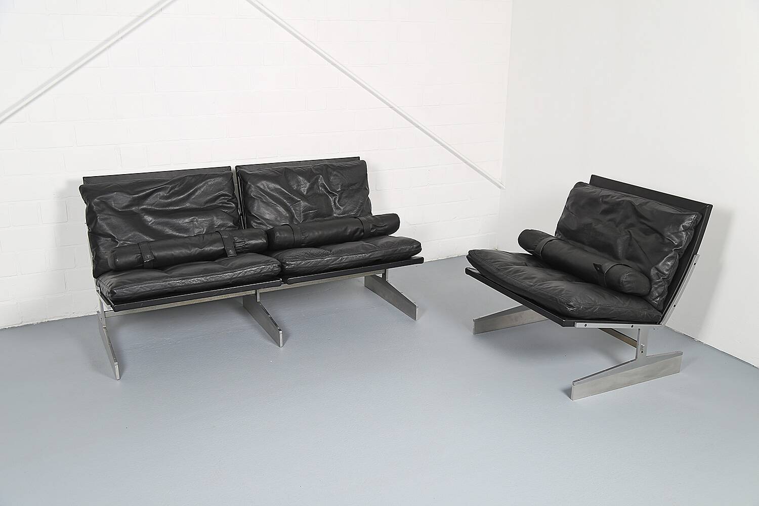 Fabricius & Kastholm Bo-Ex Set BO-562 leather sofa and BO-561 armchair 1960