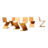 Set of 6 ZigZag Chairs after Gerrit Rietveld 1990s