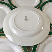set of 6 flat plates Digoin Sarreguemines model "Martine" green and golden 50s