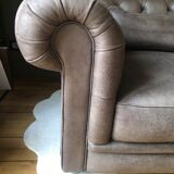 Sofa Chesterfield glossy brown leather