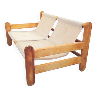Two-seater pine sofa from the 1980s.