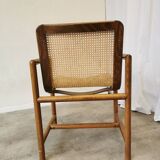 Vintage Wooden Cane Armchair by Branko Ursic: Mid-Century Lounge Chair
