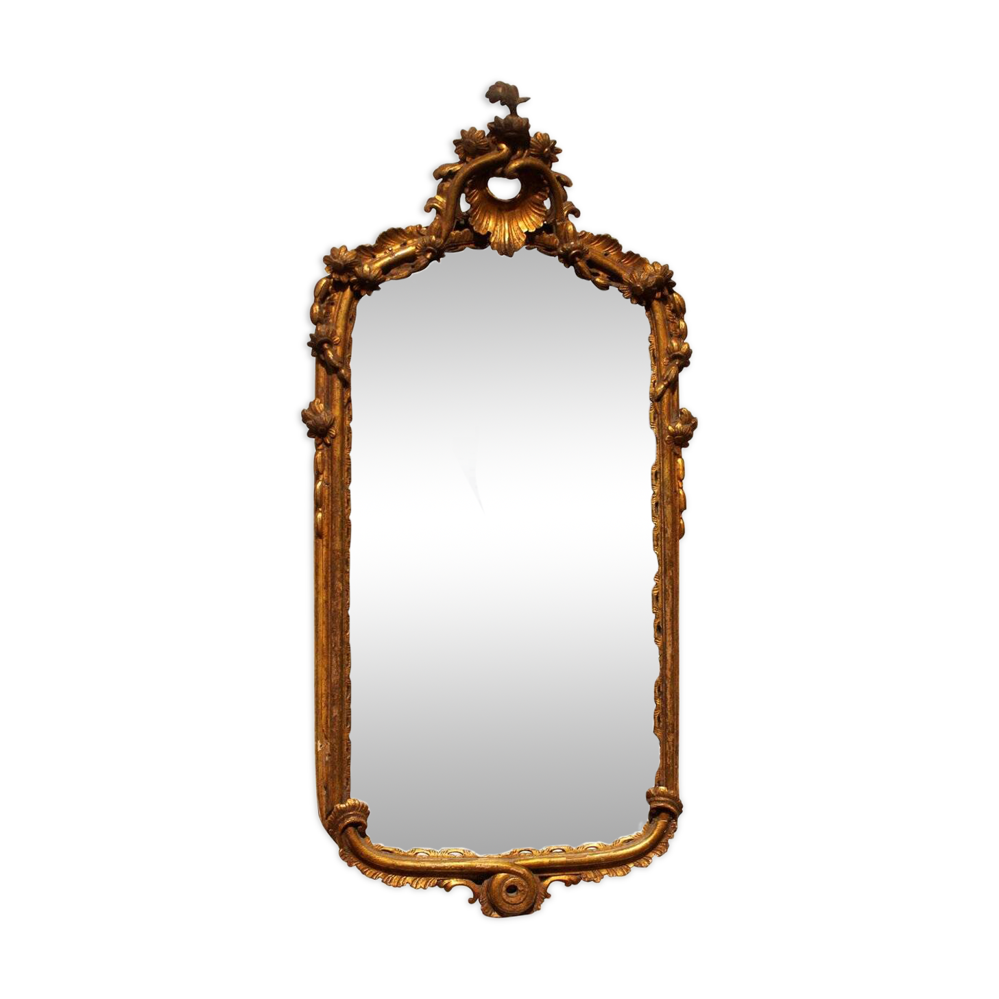 Italian Louis XV Period Hand-Carved Giltwood Mirror
