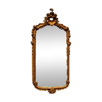Italian Louis XV Period Hand-Carved Giltwood Mirror