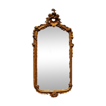 Miroir en bois doré sculpté à la main de style Louis XV italien