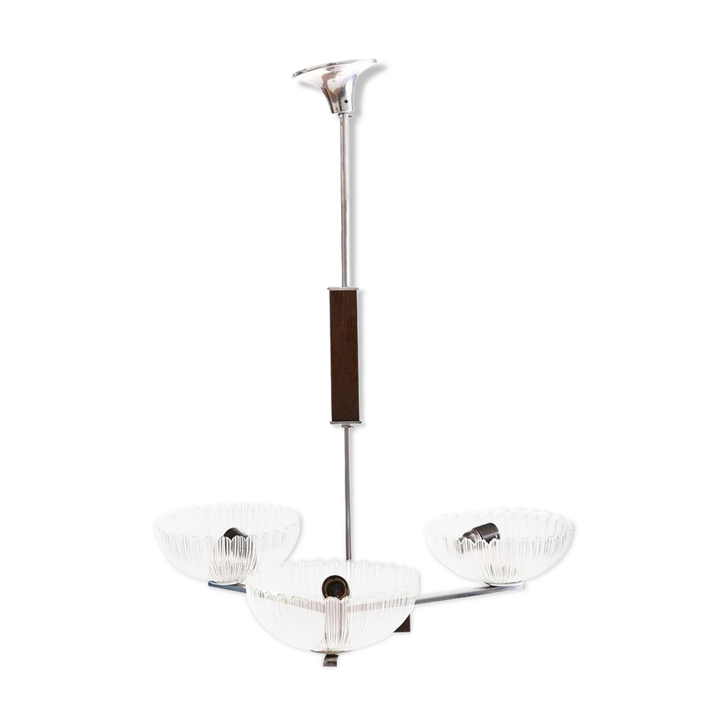 Vintage ceiling light in chrome and glass, Czechoslovakia 1950s