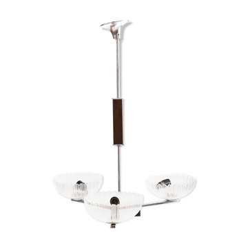 Lustre en chrome et verre, Tchécoslovaquie, années 1950