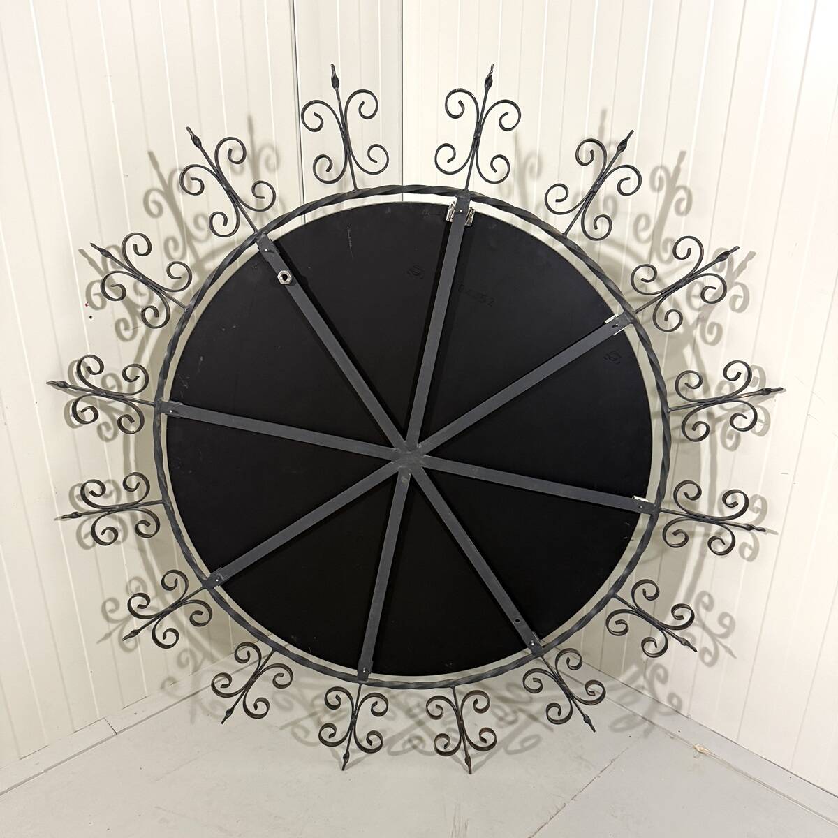 Huge round wrought iron wall mirror 1960’s