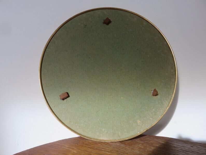 Golden 50-60's aluminium round mirror tray