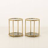 Hollywood Regency style mid century brass side tables, set of 2 , Italy