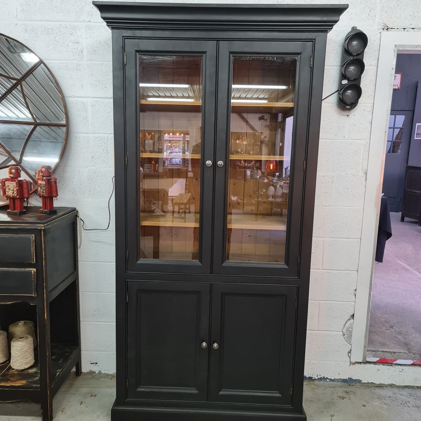 Showcase library patina black industrial furniture