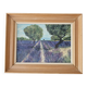 Oil on Canvas Landscape Almond Trees and Lavenders signed Jean Claude Fer