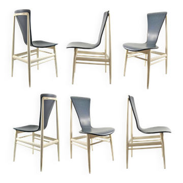 Inger Klingenberg mid-century organic plywood dining chairs set of 6