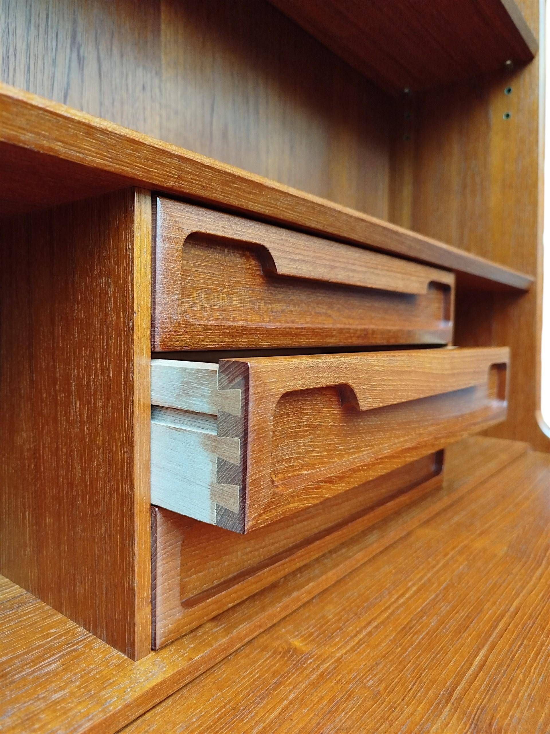 Danish teak secretary bureau with bookcase, Larsens Møbler, 1960s