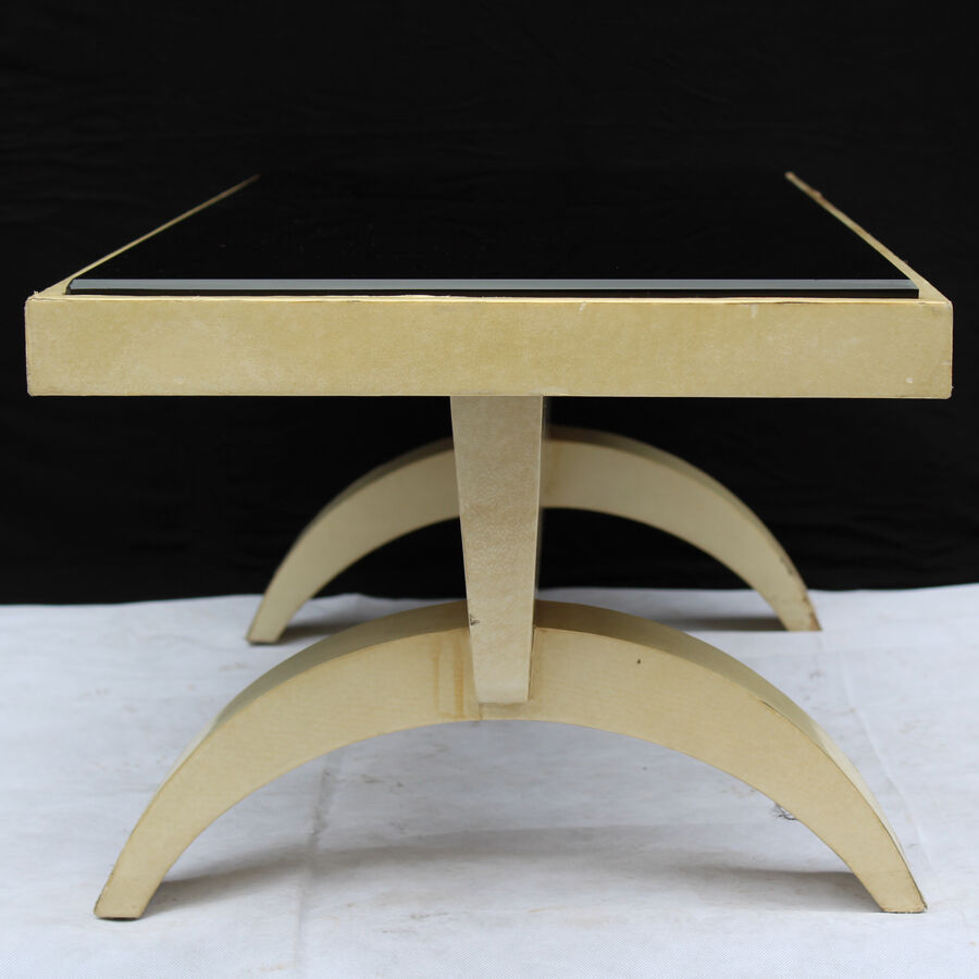 Black opaline and parchment coffee table