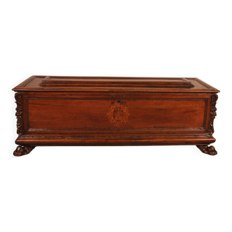 Coffre Cassone, de mariage en noyer, Renaissance Italienne XVIème s.