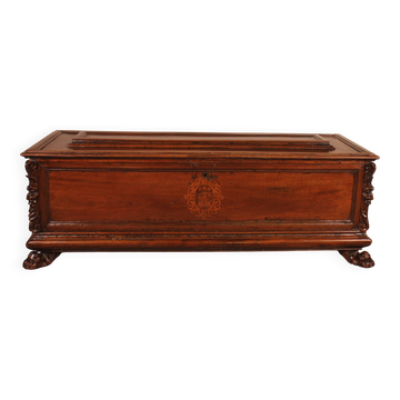Coffre Cassone, de mariage en noyer, Renaissance Italienne XVIème s.
