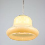 Suspension mid-century en laiton jaune et verre, italie
