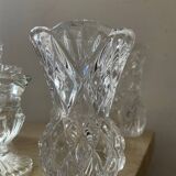 Series of 6 miniature vases in chiseled glass