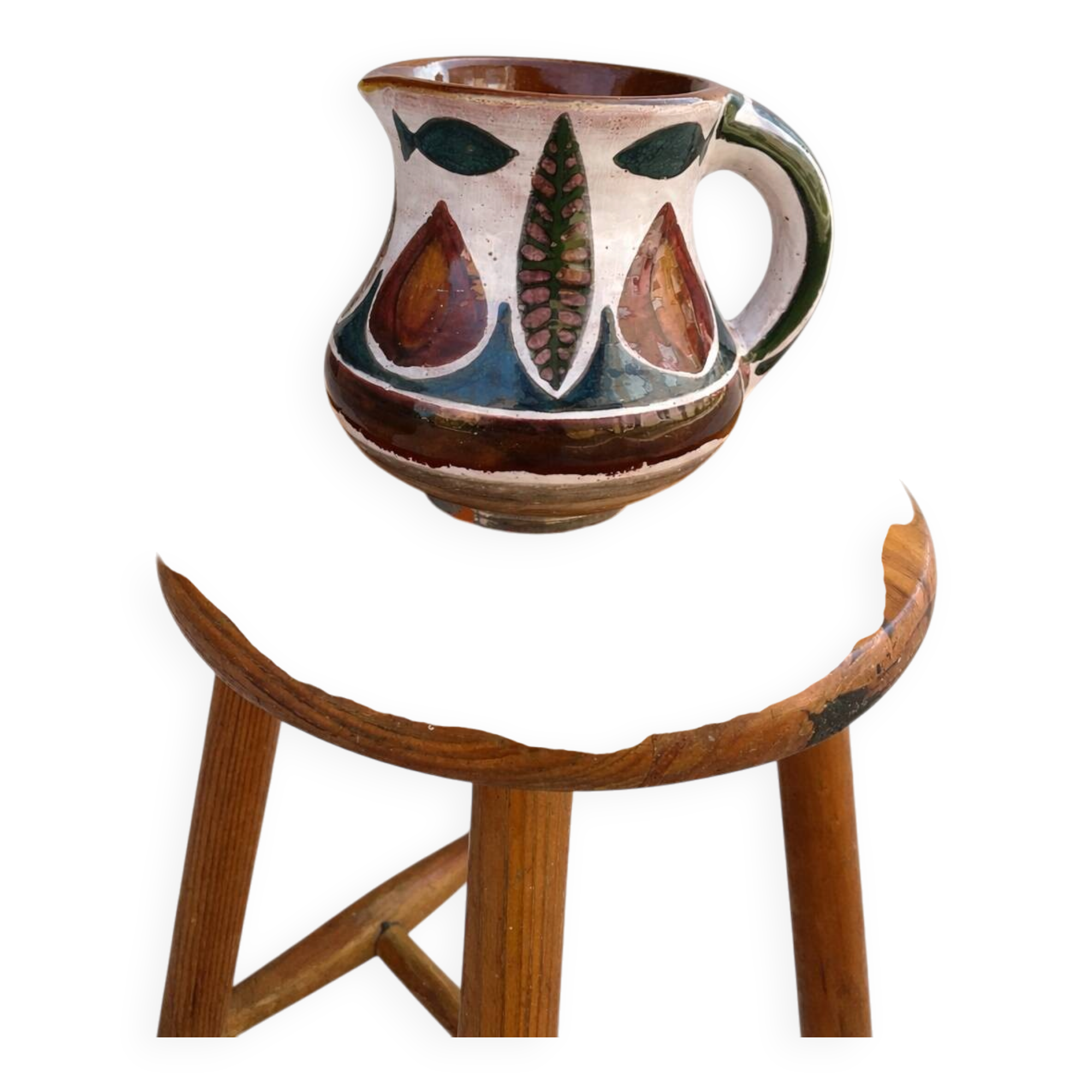 Ceramic pitcher signed J. Poussine – Atelier Sant Vicens – 1950s/60s