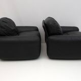 Pair of Piumotto Italian Leather Armchairs by Arrigo Arrighi for Busnelli,