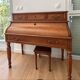 Louis-Philippe style cylinder desk in solid wood, matching stool.