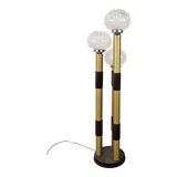 Mid-Century Murano Glass Floor Lamp in Wood and Metal with 3 Light Points