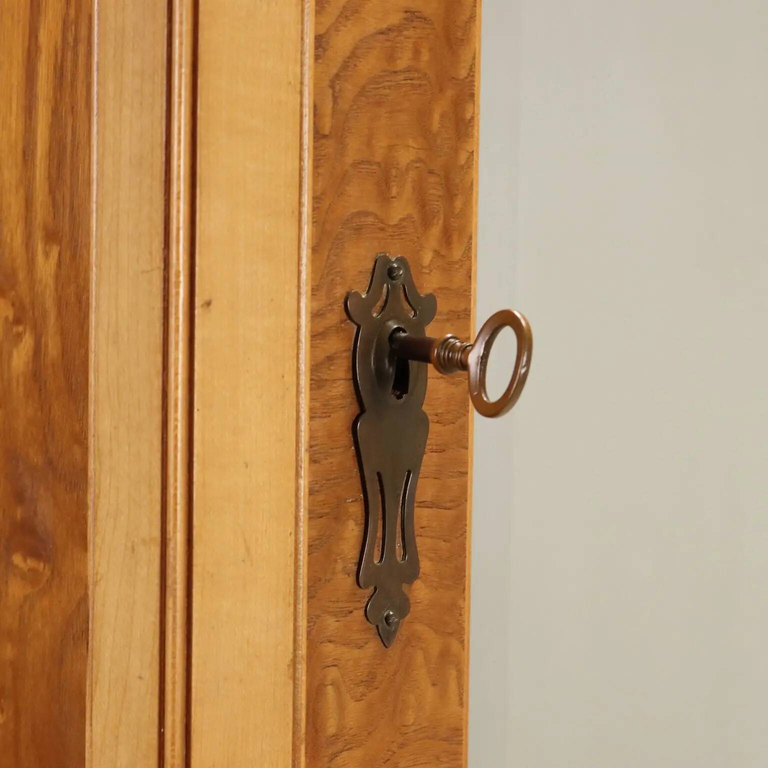 Antique Art Nouveau wardrobe in ash and maple, Italy, 20th century