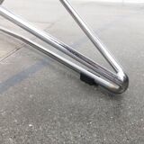 Vintage German Kreuzschwinger lounge chair by Till Behrens for Meyer Stahlmöbel, 1980s.