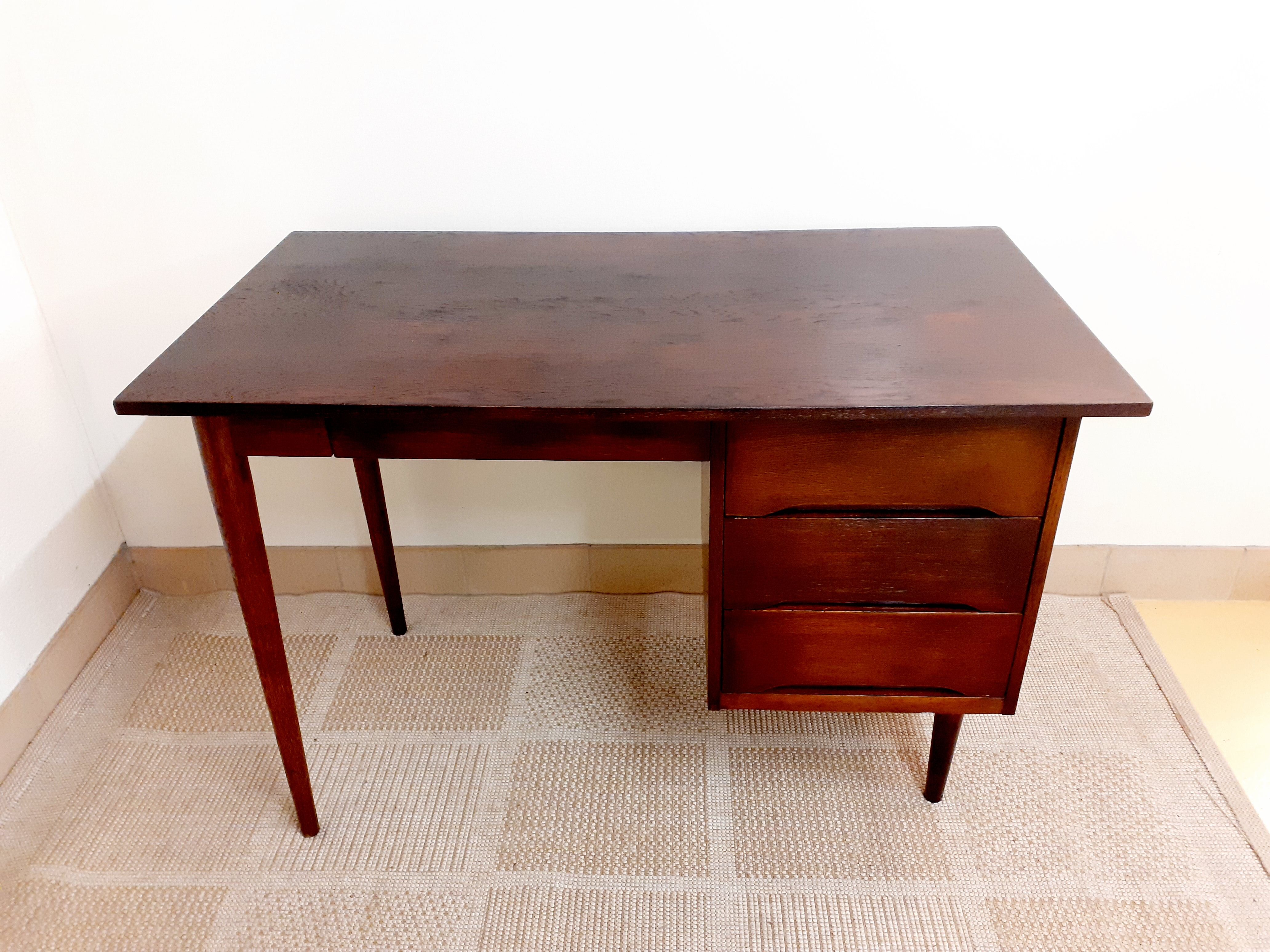Vintage dark wood desk 50s 60s