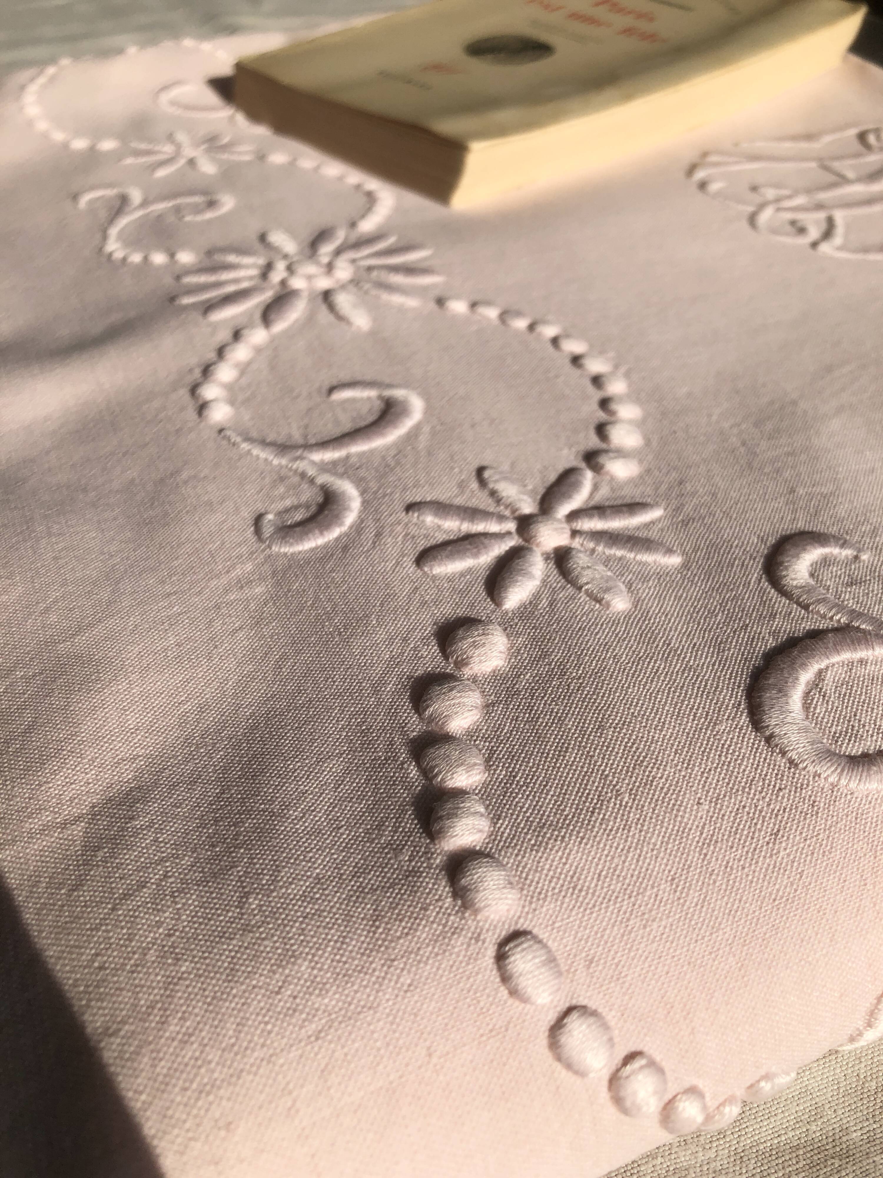 Old linen and cotton sheet dyed in baby pink