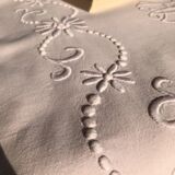 Drap ancien en lin et coton teinté en baby rose