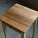 Restored antique oak bedside table - almond green and natural varnished wood