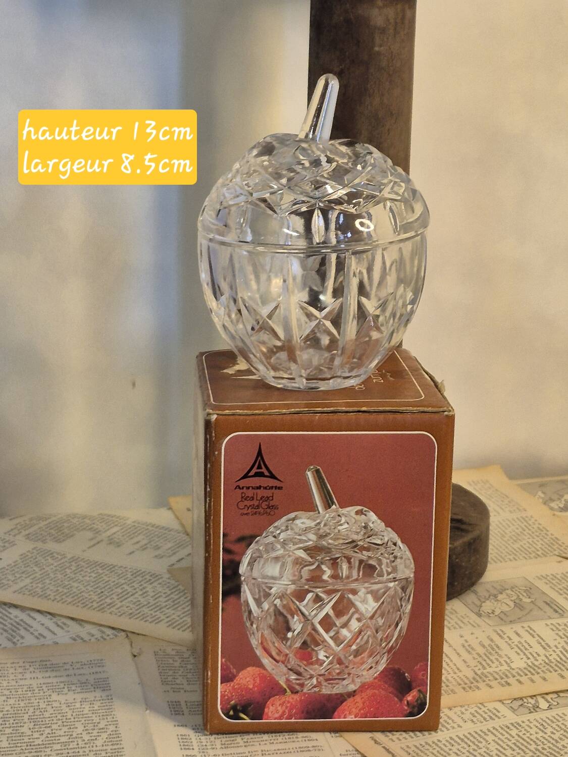 Vintage crystal apple candy box