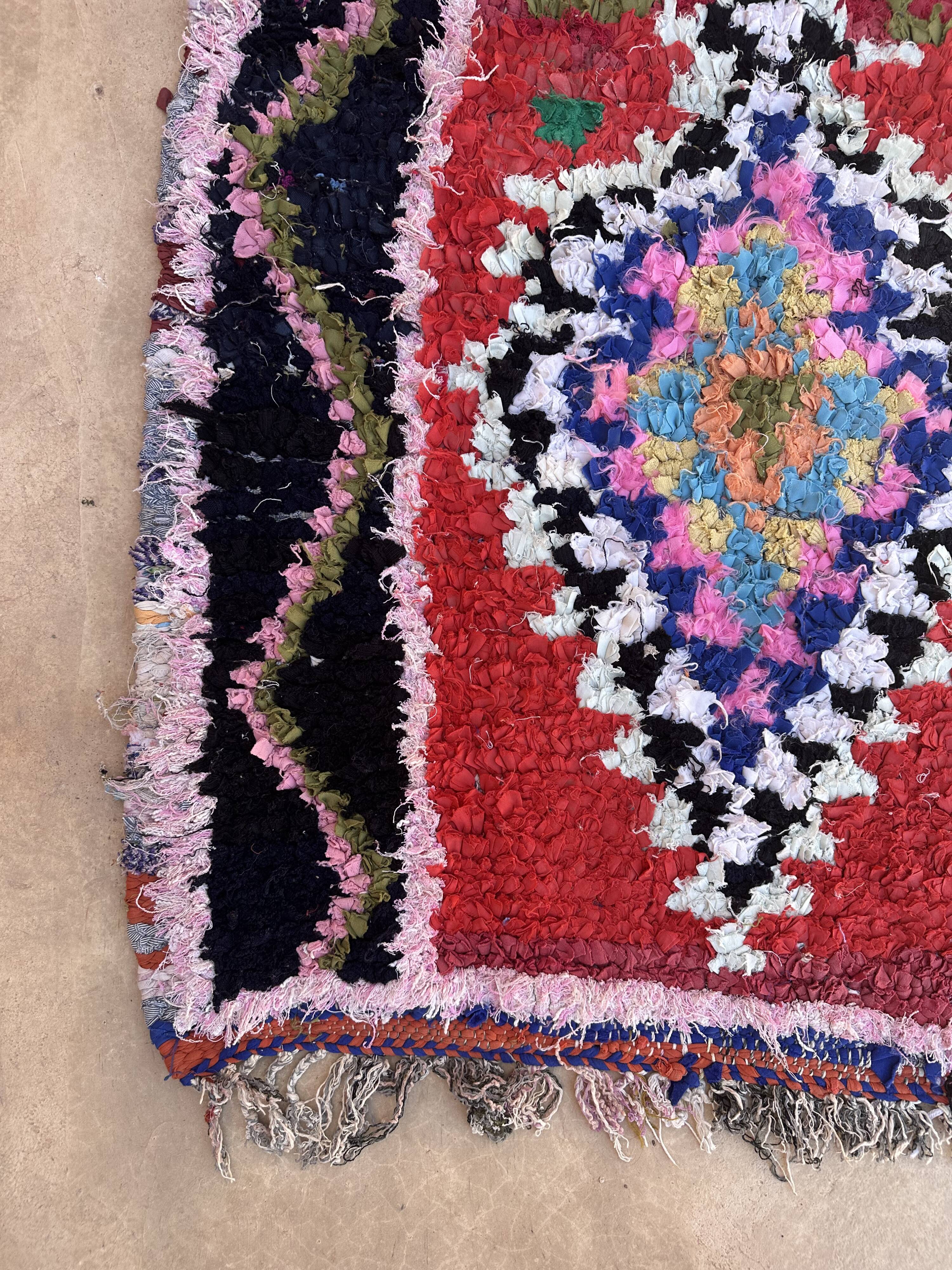 Moroccan carpet Boucherouite colored - 88 x 209 cm