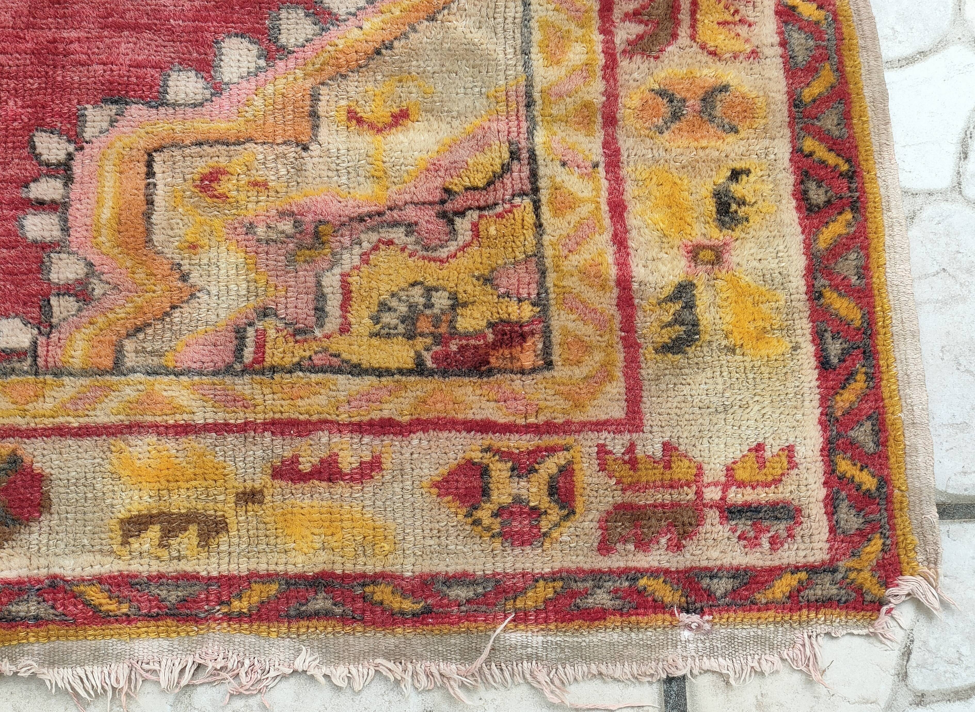 Tapis patiné orient laine fait mai 166 cm x 95 cm