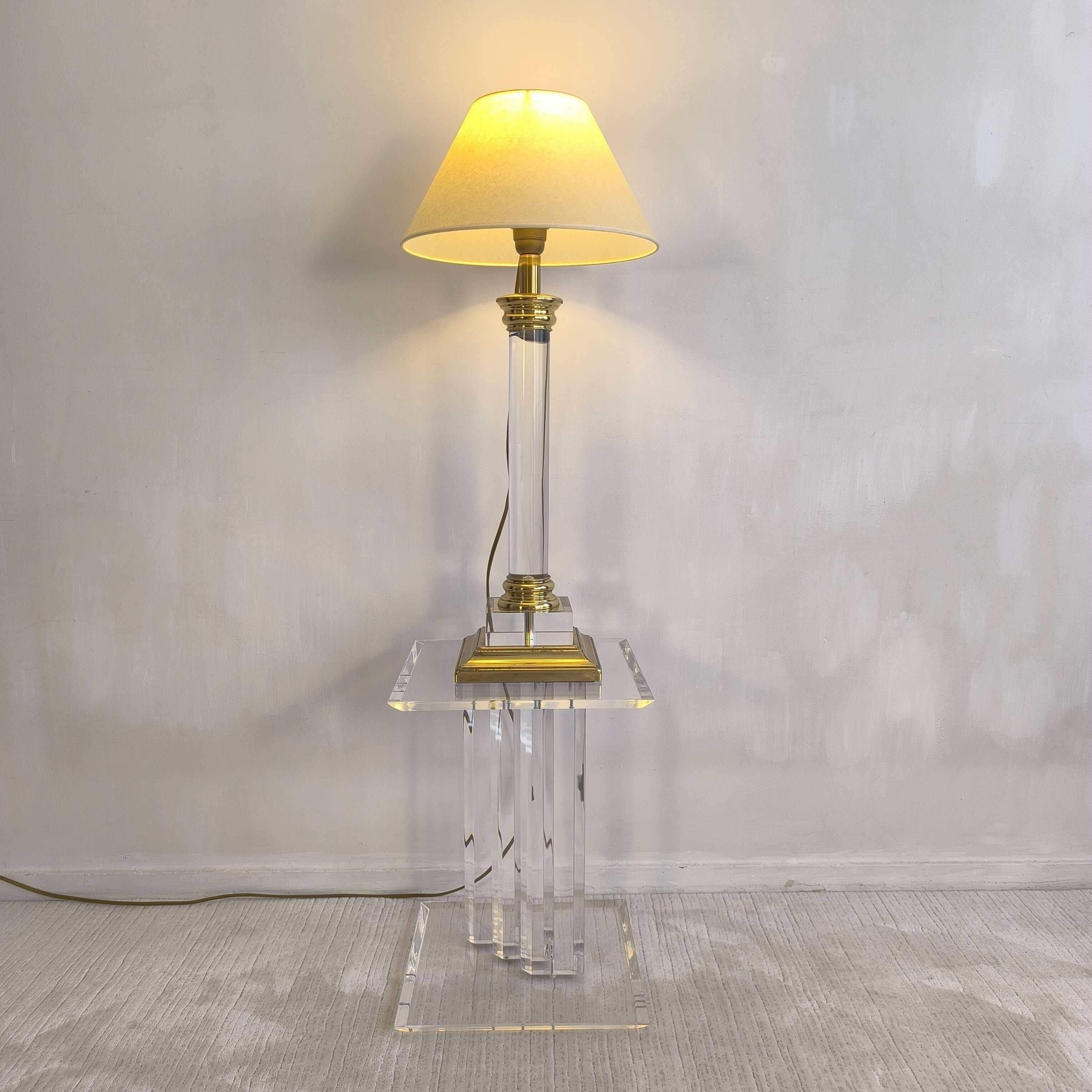 Elegant column lamp signed "Le Dauphin" vintage 70s/80s.