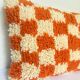 Orange Berber cushion for home decor Checkered pillow cover Moroccan cushion C