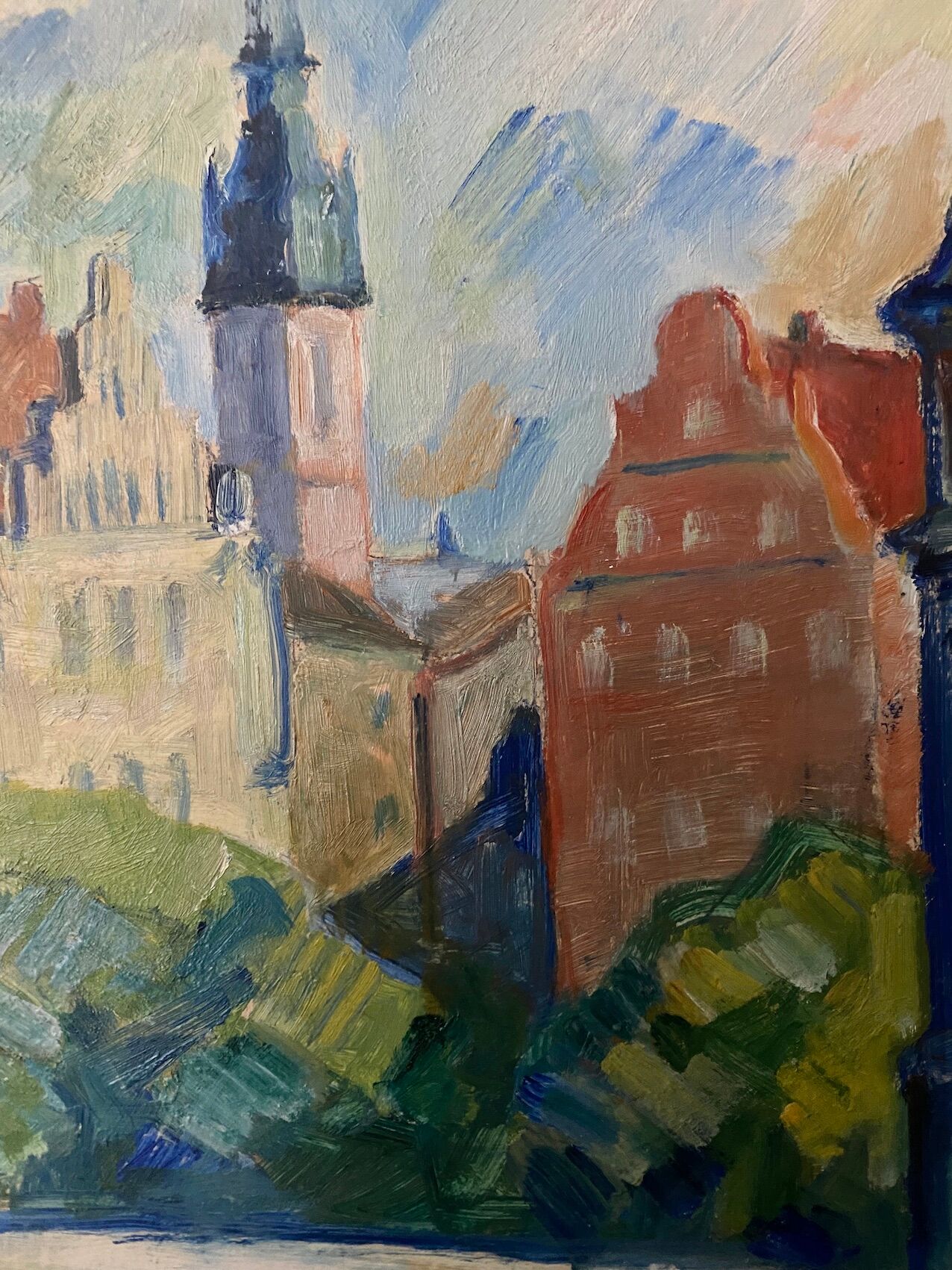 'Monument' - Vintage mid century swedish oil painting