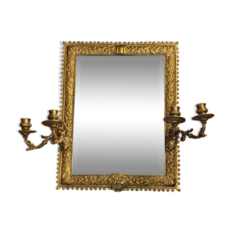 Miroir en bronze doré avec appliques