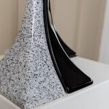 Pair of Handmade Ceramic Lamps in Black and White, 1980s Memphis-Style Italian Retro Bedside Lights